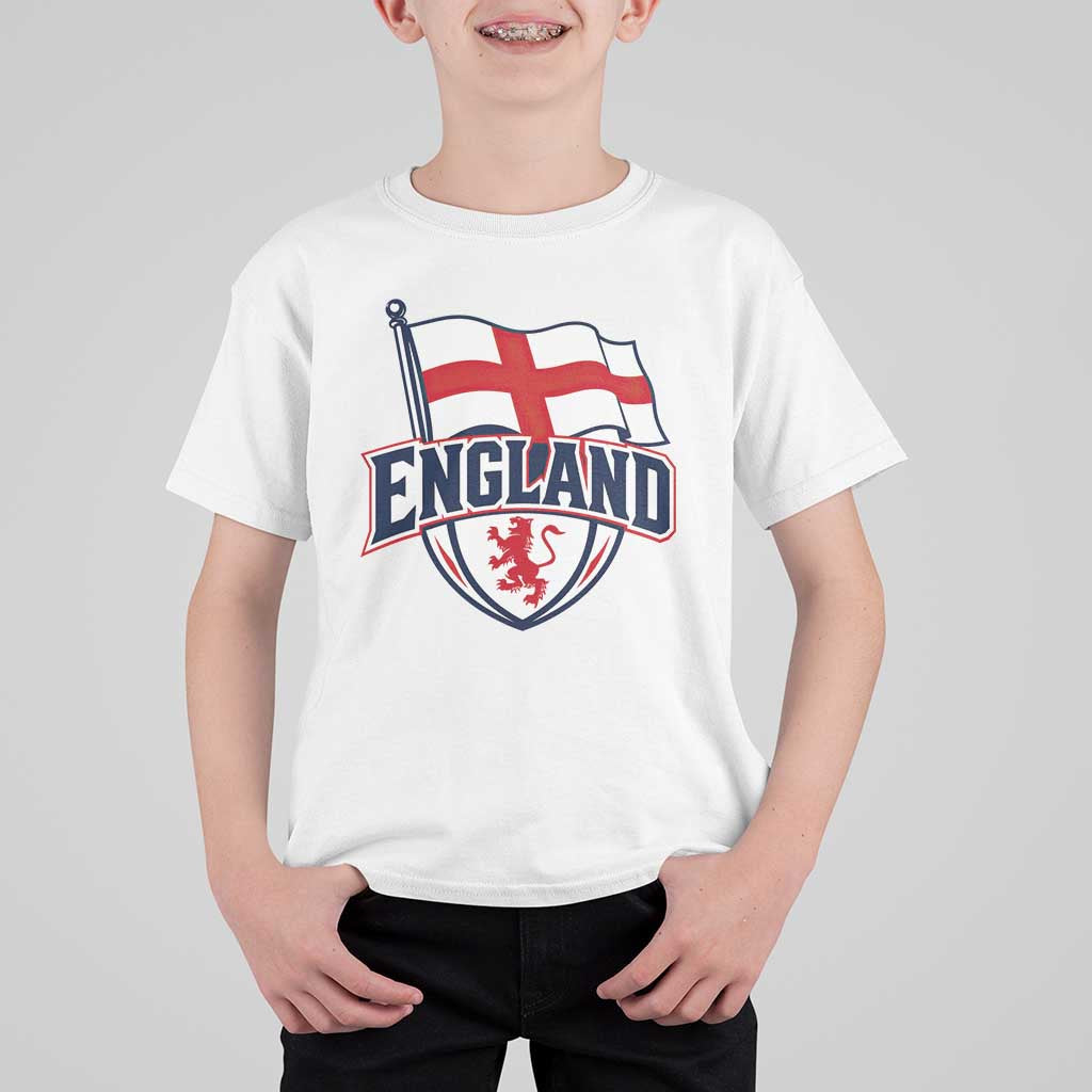 England Patriotic Crest St George Cross Flag Graphic T Shirt For Kid English Lion Crest Heritage Pride Souvenir
