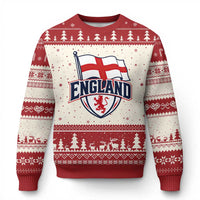 England Patriotic Crest St George Cross Flag Graphic Ugly Christmas Sweater English Lion Crest Heritage Pride Souvenir