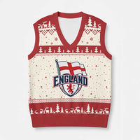 England Patriotic Crest St George Cross Flag Graphic V-Neck Knit Sweater Vest English Lion Crest Heritage Pride Souvenir