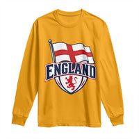 England Patriotic Crest St George Cross Flag Graphic Long Sleeve Shirt English Lion Crest Heritage Pride Souvenir