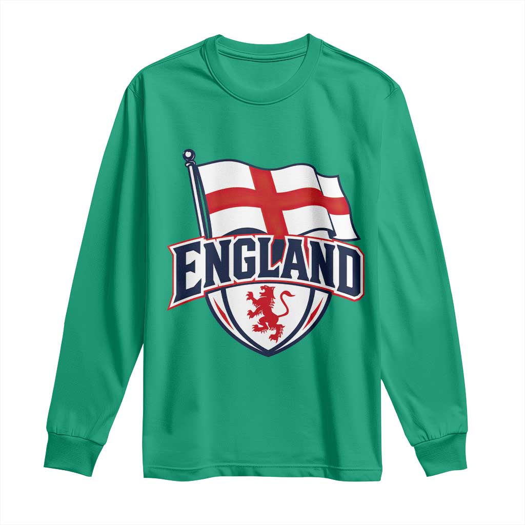 England Patriotic Crest St George Cross Flag Graphic Long Sleeve Shirt English Lion Crest Heritage Pride Souvenir