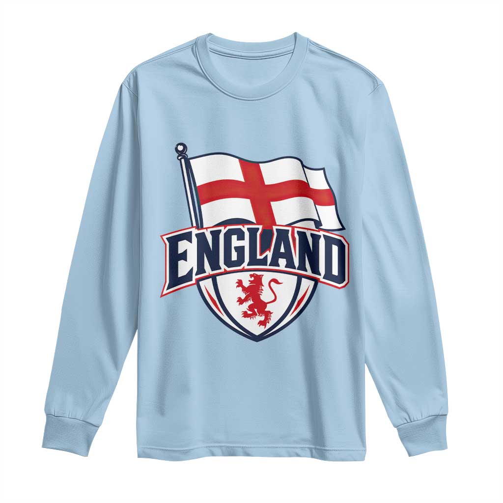 England Patriotic Crest St George Cross Flag Graphic Long Sleeve Shirt English Lion Crest Heritage Pride Souvenir