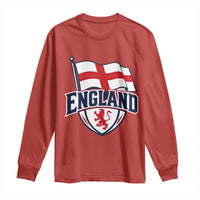 England Patriotic Crest St George Cross Flag Graphic Long Sleeve Shirt English Lion Crest Heritage Pride Souvenir