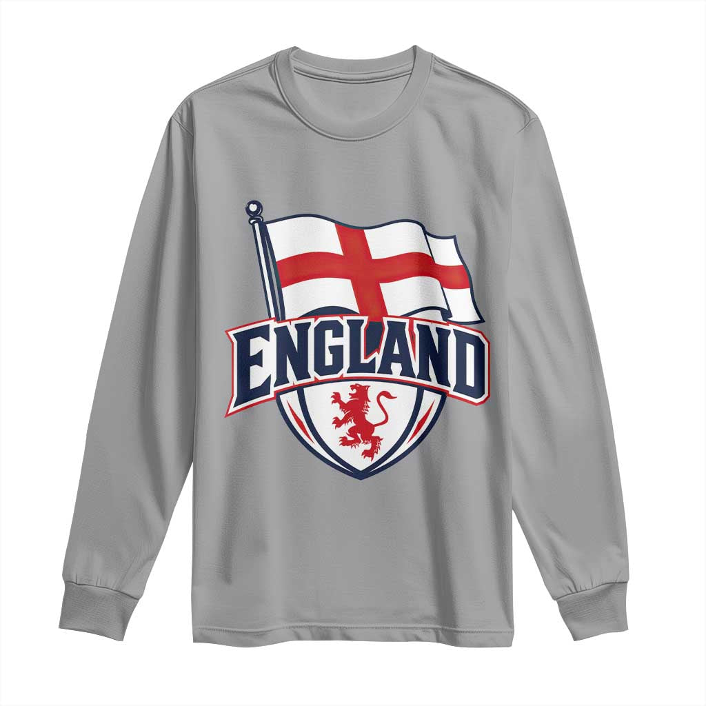 England Patriotic Crest St George Cross Flag Graphic Long Sleeve Shirt English Lion Crest Heritage Pride Souvenir
