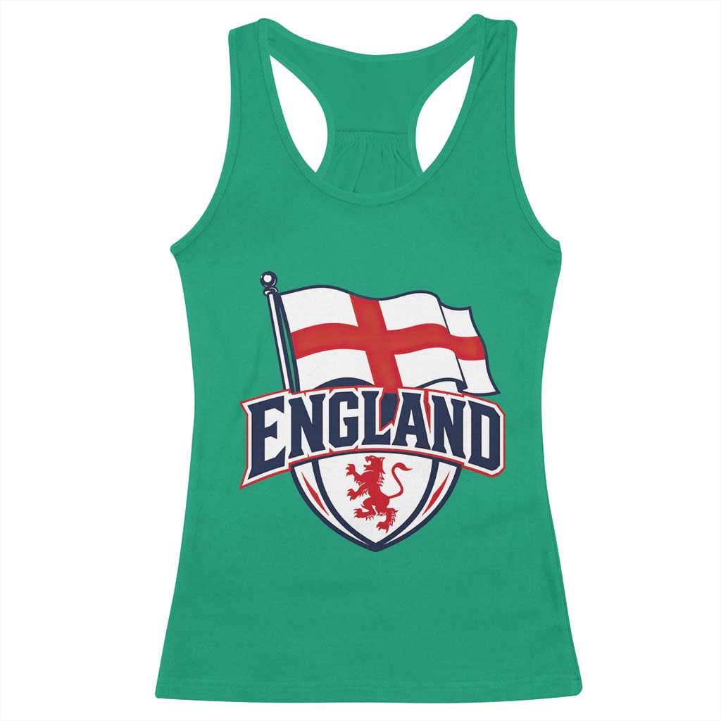 England Patriotic Crest St George Cross Flag Graphic Racerback Tank Top English Lion Crest Heritage Pride Souvenir