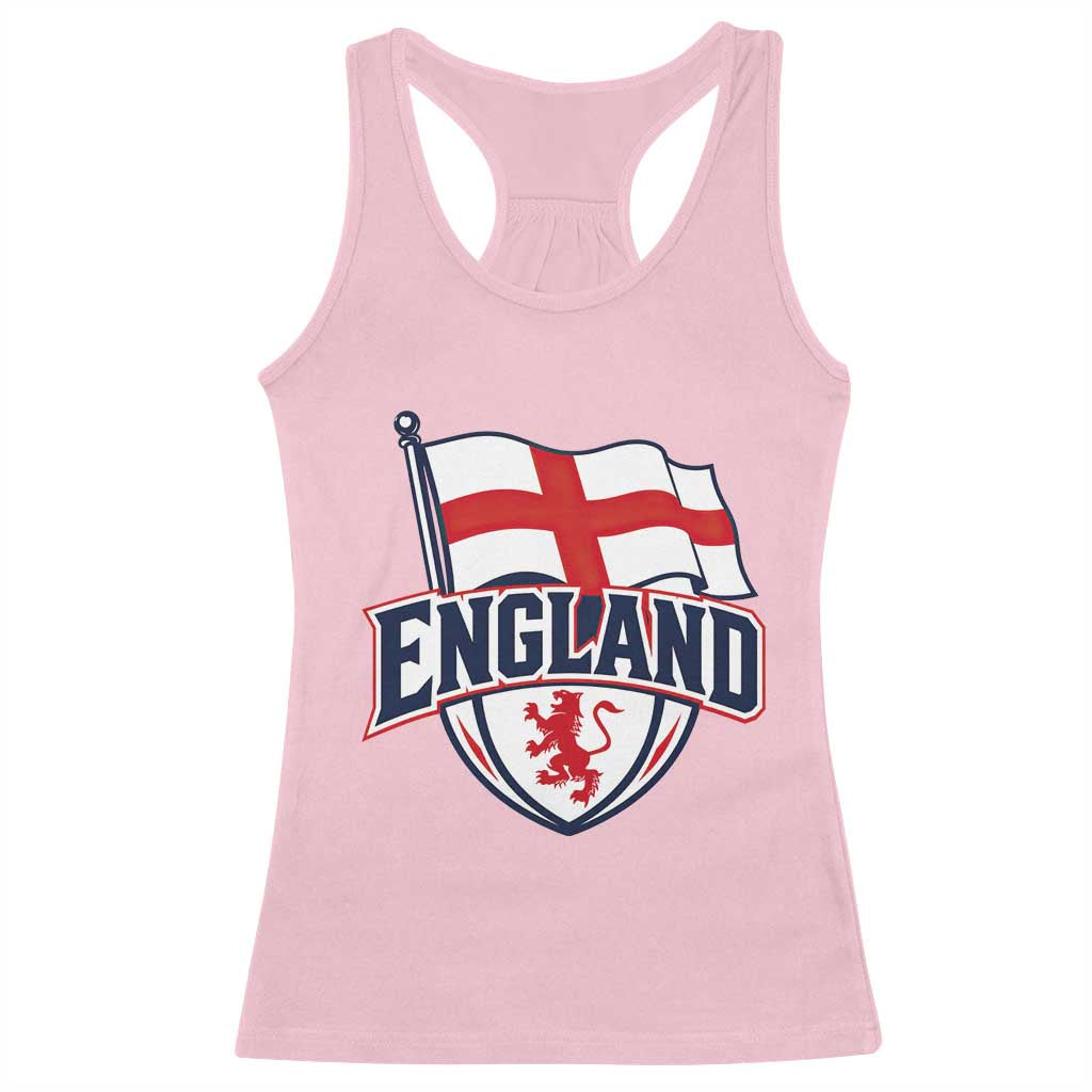 England Patriotic Crest St George Cross Flag Graphic Racerback Tank Top English Lion Crest Heritage Pride Souvenir