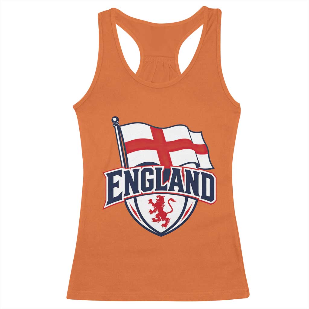 England Patriotic Crest St George Cross Flag Graphic Racerback Tank Top English Lion Crest Heritage Pride Souvenir