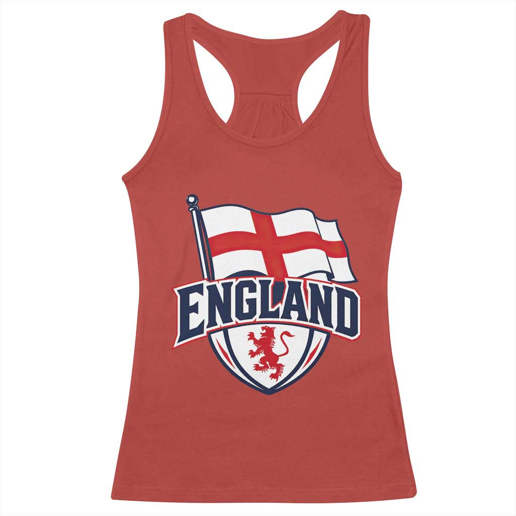 England Patriotic Crest St George Cross Flag Graphic Racerback Tank Top English Lion Crest Heritage Pride Souvenir
