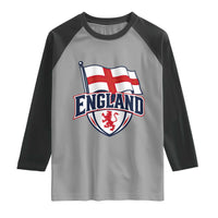 England Patriotic Crest St George Cross Flag Graphic Raglan Shirt English Lion Crest Heritage Pride Souvenir