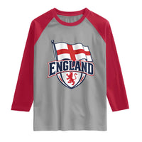 England Patriotic Crest St George Cross Flag Graphic Raglan Shirt English Lion Crest Heritage Pride Souvenir