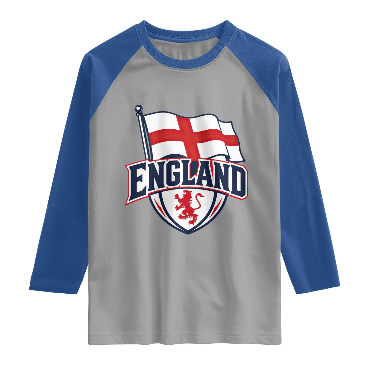 England Patriotic Crest St George Cross Flag Graphic Raglan Shirt English Lion Crest Heritage Pride Souvenir