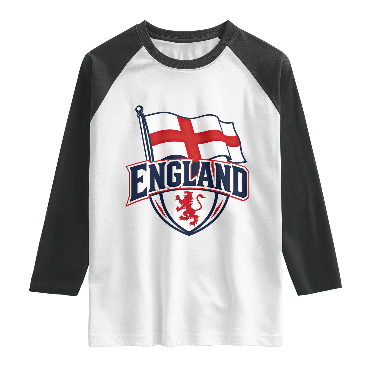 England Patriotic Crest St George Cross Flag Graphic Raglan Shirt English Lion Crest Heritage Pride Souvenir