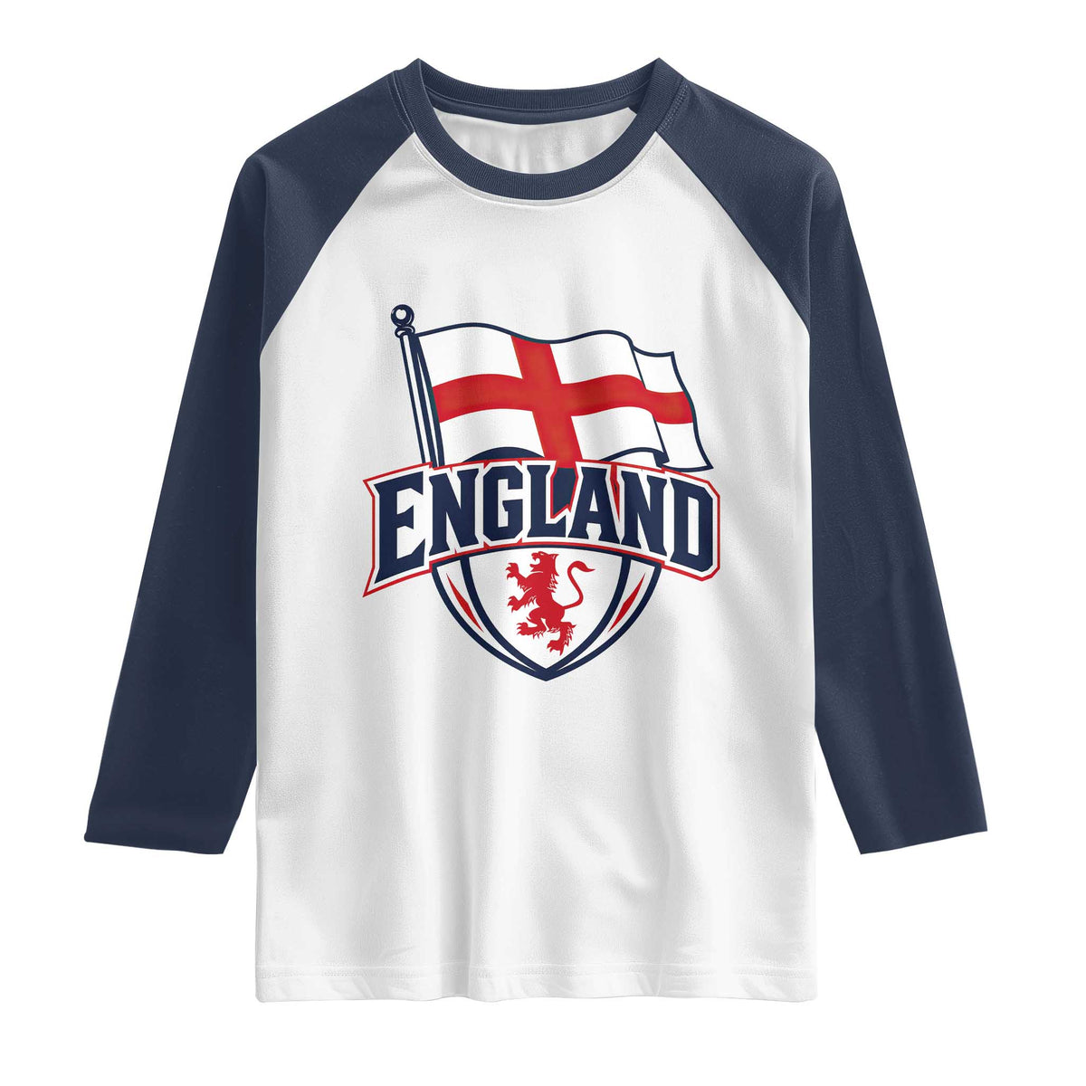 England Patriotic Crest St George Cross Flag Graphic Raglan Shirt English Lion Crest Heritage Pride Souvenir