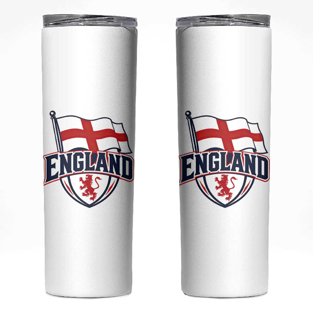 England Patriotic Crest St George Cross Flag Graphic Skinny Tumbler English Lion Crest Heritage Pride Souvenir