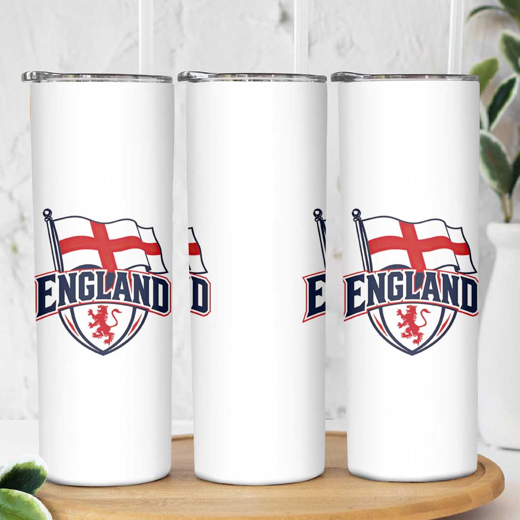 England Patriotic Crest St George Cross Flag Graphic Skinny Tumbler English Lion Crest Heritage Pride Souvenir