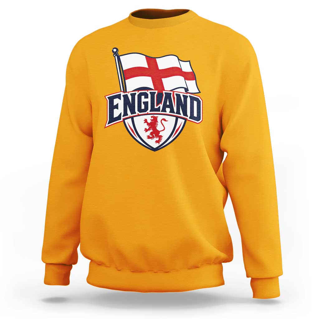 England Patriotic Crest St George Cross Flag Graphic Sweatshirt English Lion Crest Heritage Pride Souvenir