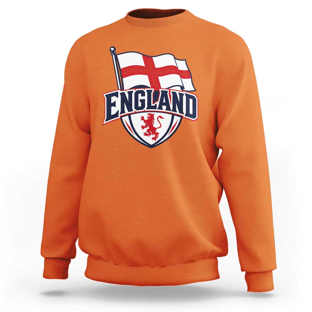 England Patriotic Crest St George Cross Flag Graphic Sweatshirt English Lion Crest Heritage Pride Souvenir
