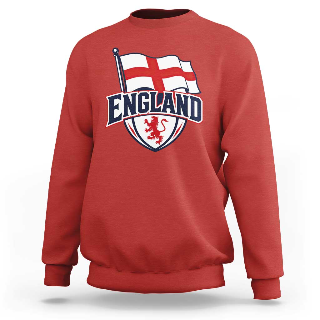 England Patriotic Crest St George Cross Flag Graphic Sweatshirt English Lion Crest Heritage Pride Souvenir