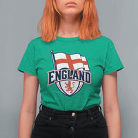 England Patriotic Crest St George Cross Flag Graphic T Shirt For Women English Lion Crest Heritage Pride Souvenir