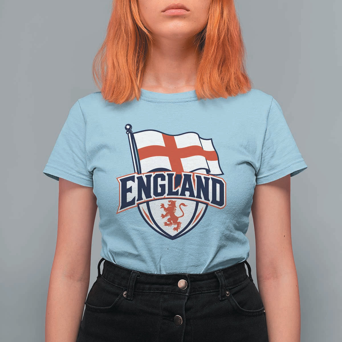 England Patriotic Crest St George Cross Flag Graphic T Shirt For Women English Lion Crest Heritage Pride Souvenir