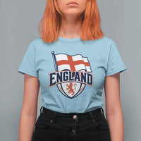 England Patriotic Crest St George Cross Flag Graphic T Shirt For Women English Lion Crest Heritage Pride Souvenir