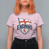 England Patriotic Crest St George Cross Flag Graphic T Shirt For Women English Lion Crest Heritage Pride Souvenir