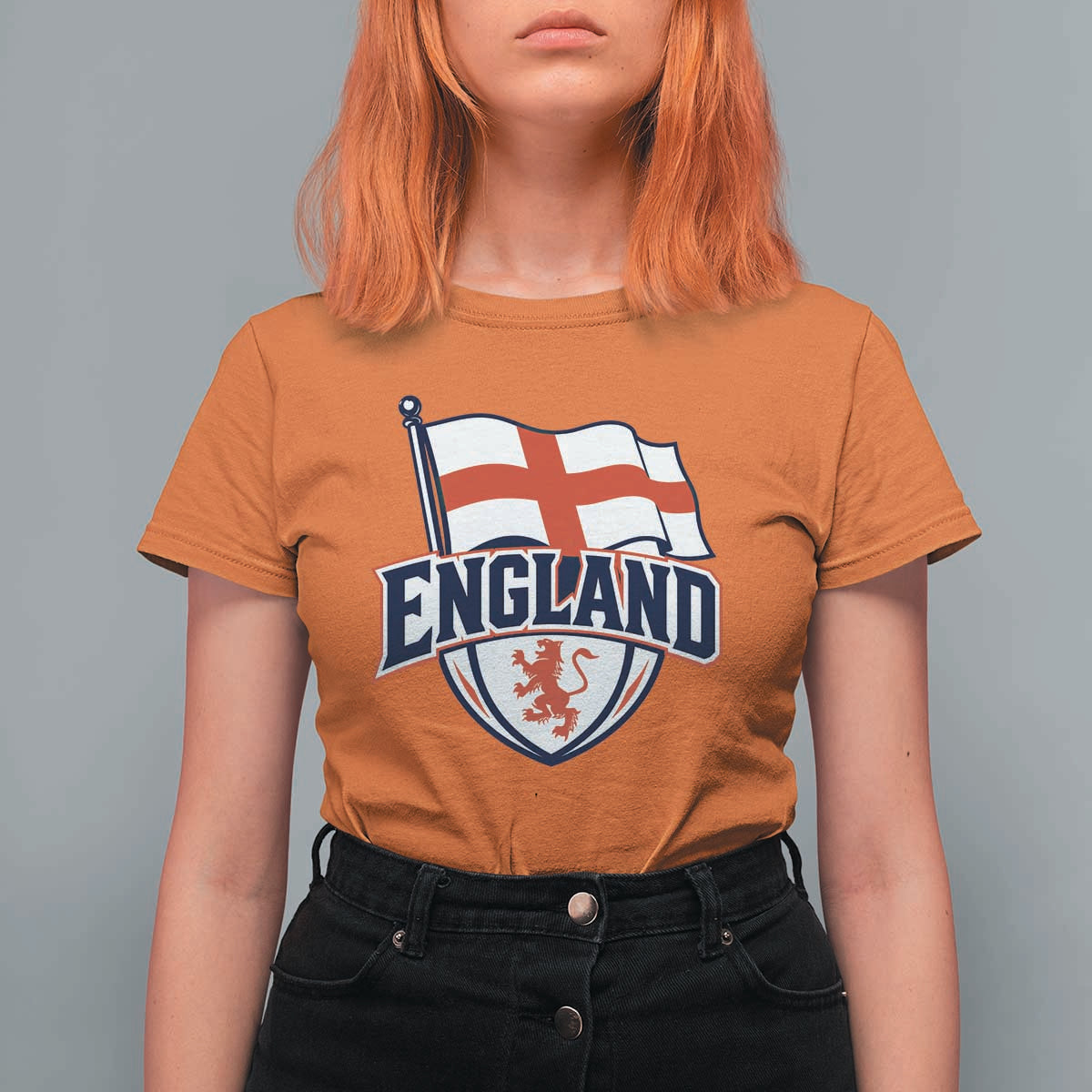 England Patriotic Crest St George Cross Flag Graphic T Shirt For Women English Lion Crest Heritage Pride Souvenir