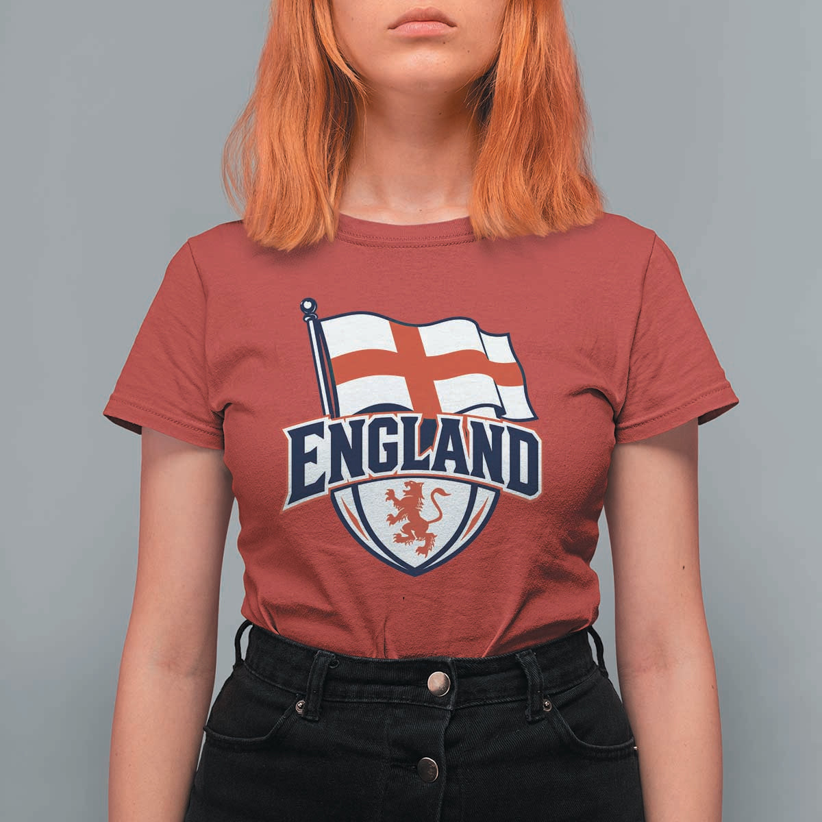 England Patriotic Crest St George Cross Flag Graphic T Shirt For Women English Lion Crest Heritage Pride Souvenir