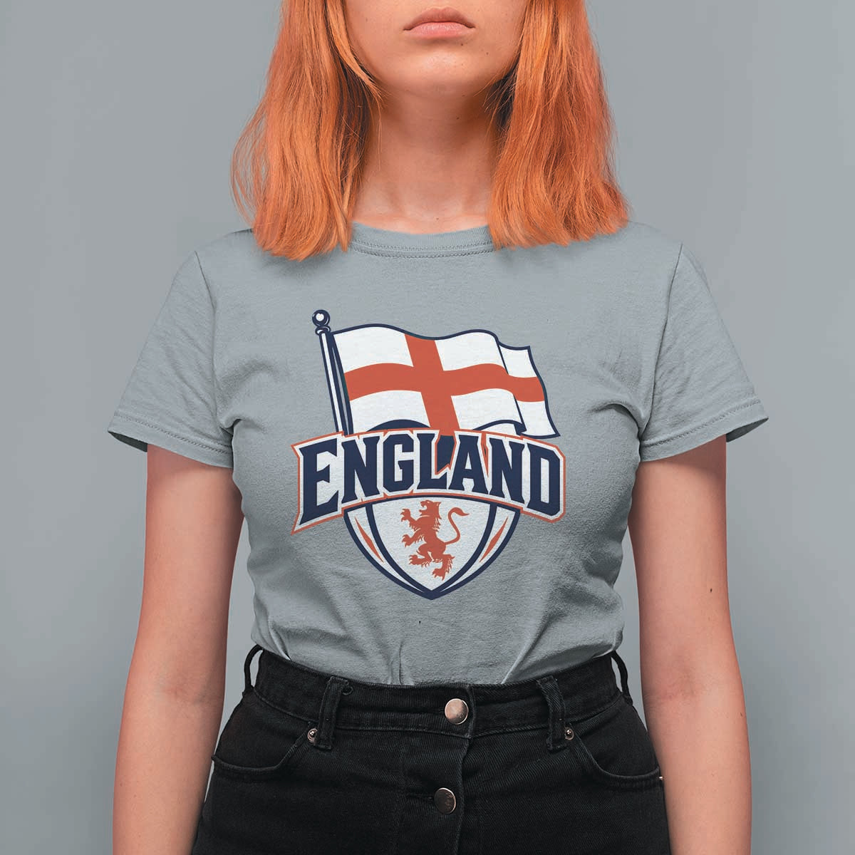England Patriotic Crest St George Cross Flag Graphic T Shirt For Women English Lion Crest Heritage Pride Souvenir