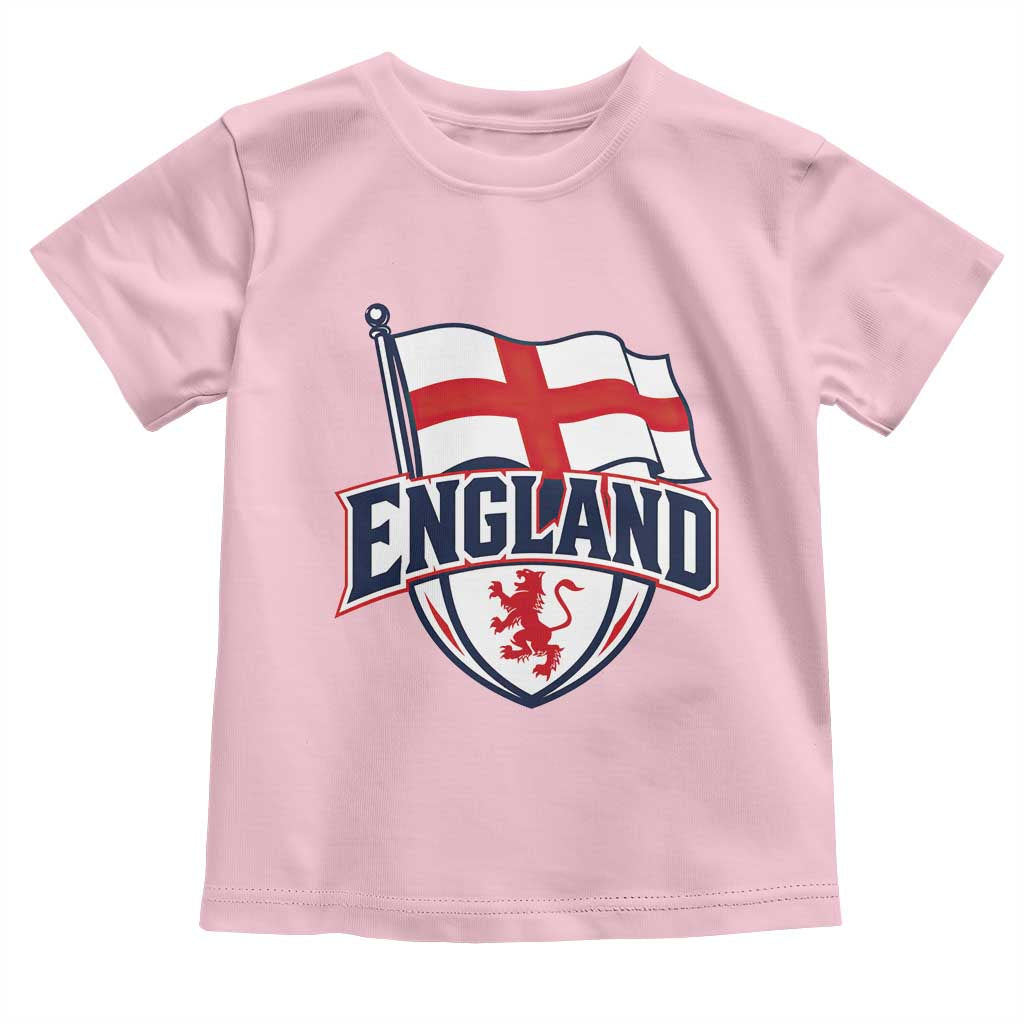 England Patriotic Crest St George Cross Flag Graphic Toddler T Shirt English Lion Crest Heritage Pride Souvenir