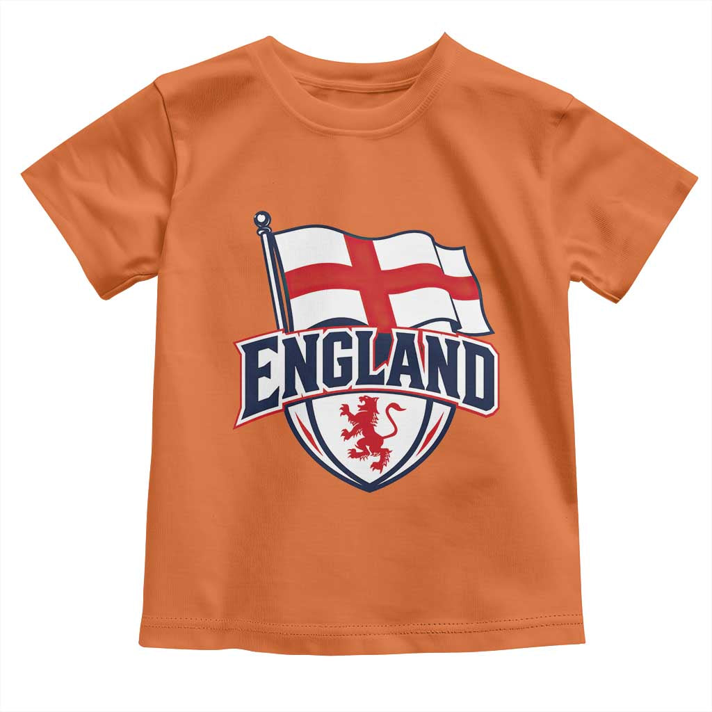 England Patriotic Crest St George Cross Flag Graphic Toddler T Shirt English Lion Crest Heritage Pride Souvenir