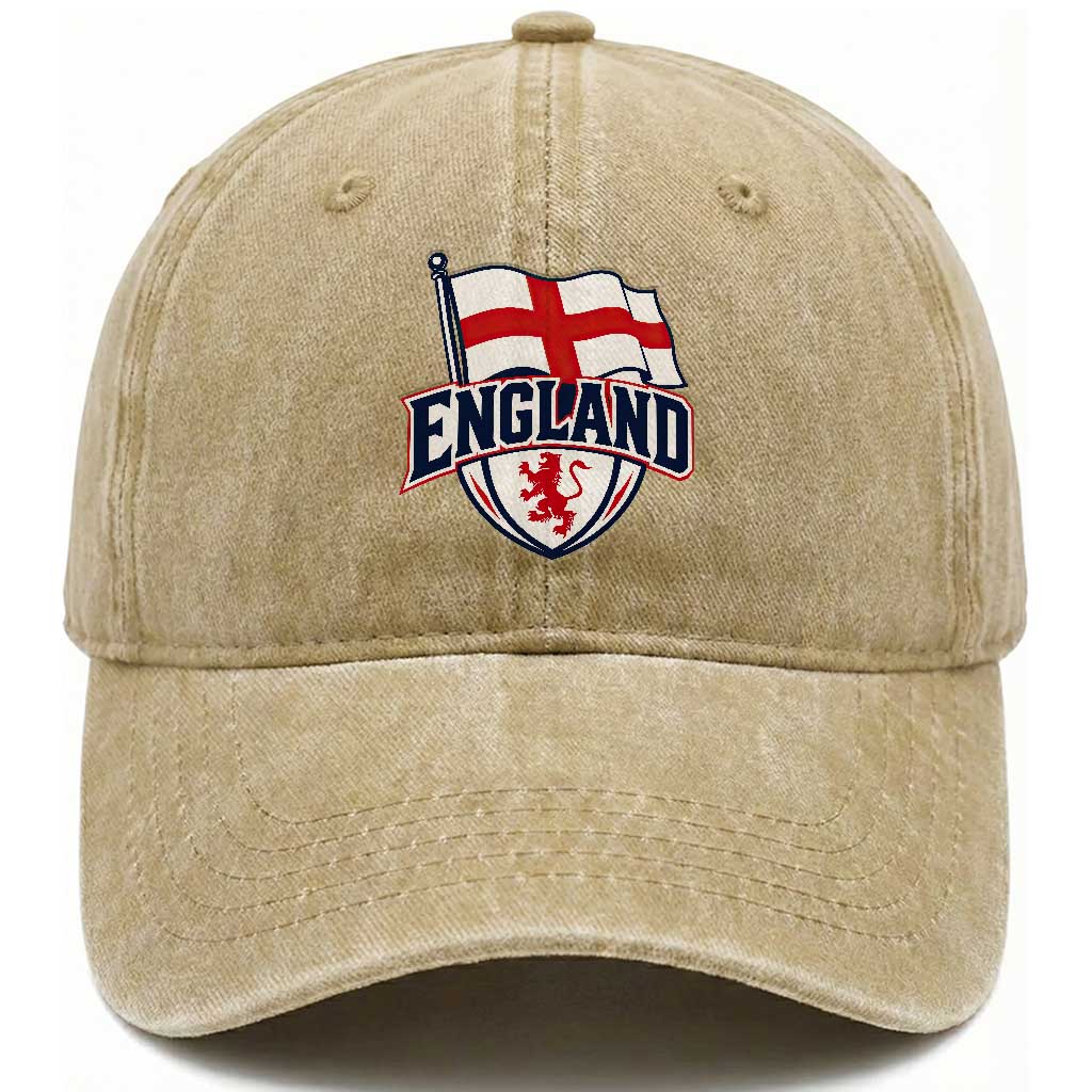 England Patriotic Crest St George Cross Flag Graphic Washed Cotton Baseball Cap English Lion Crest Heritage Pride Souvenir