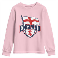 England Patriotic Crest St George Cross Flag Graphic Youth Sweatshirt English Lion Crest Heritage Pride Souvenir