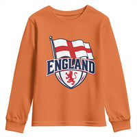 England Patriotic Crest St George Cross Flag Graphic Youth Sweatshirt English Lion Crest Heritage Pride Souvenir