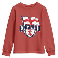 England Patriotic Crest St George Cross Flag Graphic Youth Sweatshirt English Lion Crest Heritage Pride Souvenir