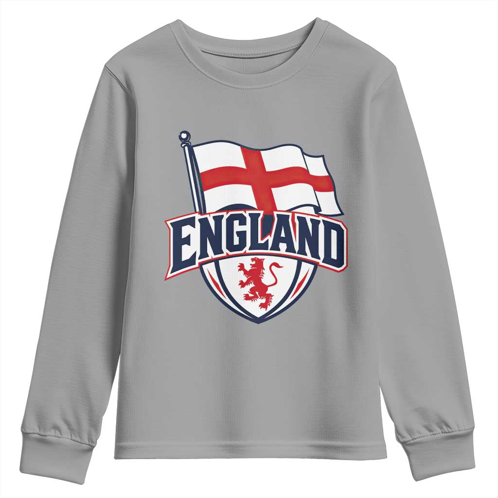 England Patriotic Crest St George Cross Flag Graphic Youth Sweatshirt English Lion Crest Heritage Pride Souvenir