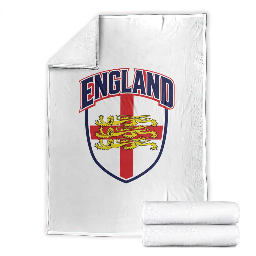England Flag Lion Crest St George Cross Shield Crest Throw Blanket Vintage Patriotic English Sport Fan Graphic