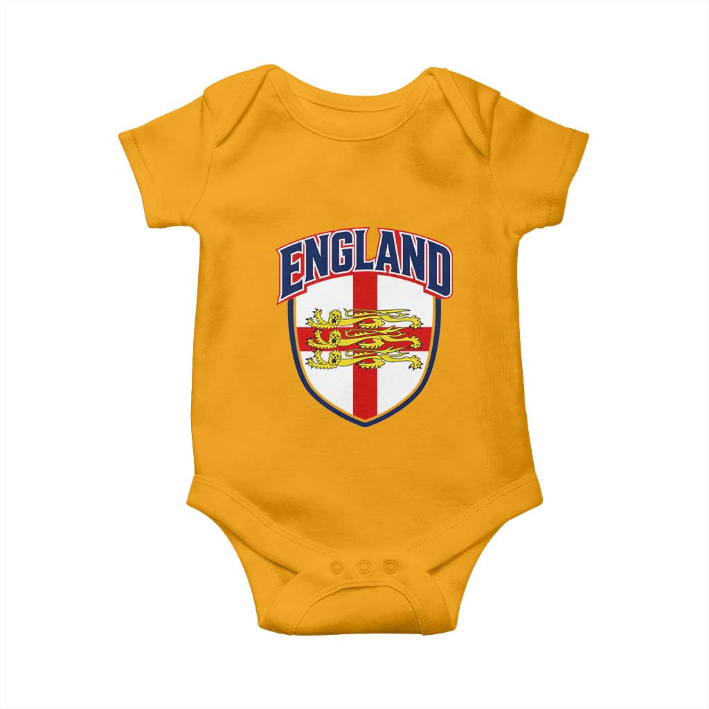 England Flag Lion Crest St George Cross Shield Crest Baby Onesie Vintage Patriotic English Sport Fan Graphic