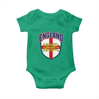 England Flag Lion Crest St George Cross Shield Crest Baby Onesie Vintage Patriotic English Sport Fan Graphic