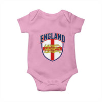 England Flag Lion Crest St George Cross Shield Crest Baby Onesie Vintage Patriotic English Sport Fan Graphic