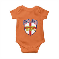 England Flag Lion Crest St George Cross Shield Crest Baby Onesie Vintage Patriotic English Sport Fan Graphic