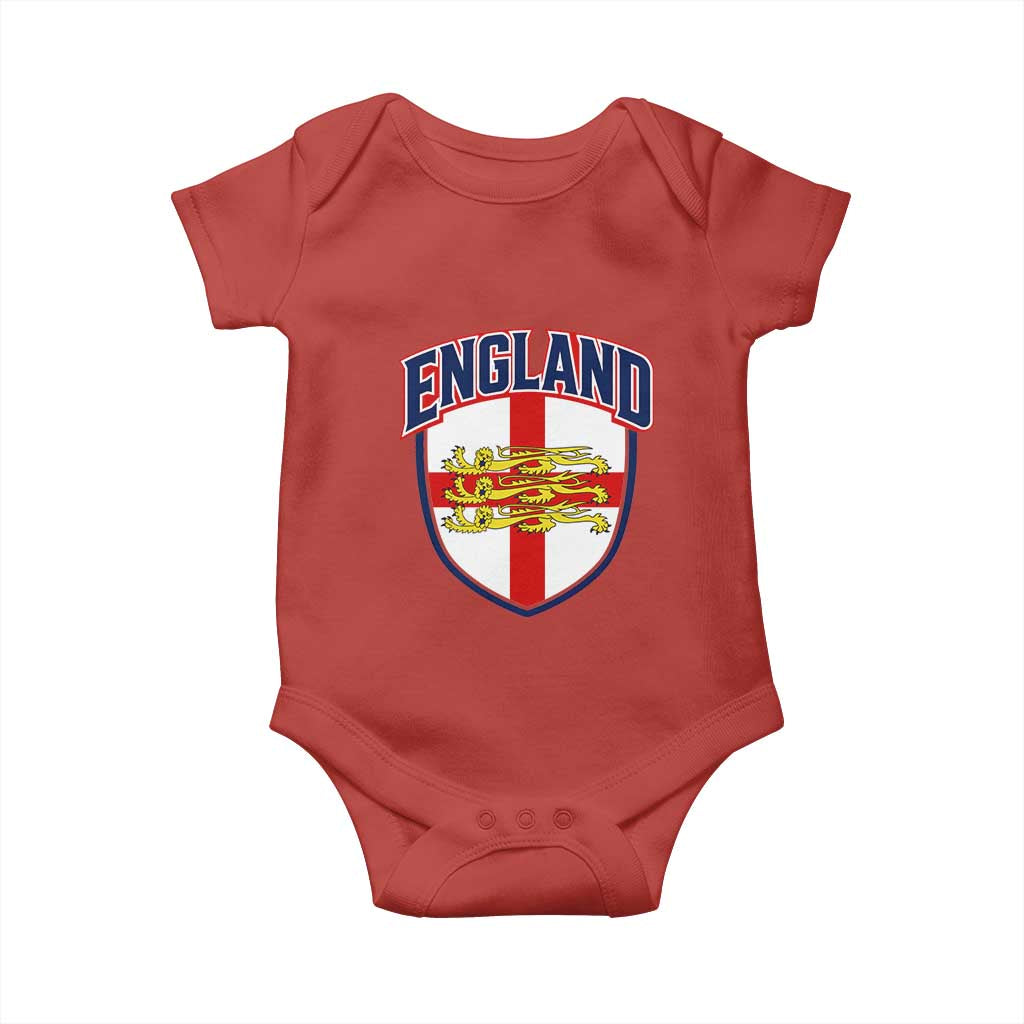 England Flag Lion Crest St George Cross Shield Crest Baby Onesie Vintage Patriotic English Sport Fan Graphic