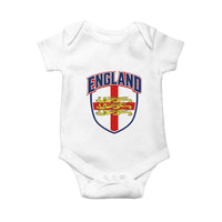England Flag Lion Crest St George Cross Shield Crest Baby Onesie Vintage Patriotic English Sport Fan Graphic