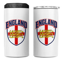England Flag Lion Crest St George Cross Shield Crest 4 in 1 Can Cooler Tumbler Vintage Patriotic English Sport Fan Graphic