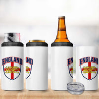 England Flag Lion Crest St George Cross Shield Crest 4 in 1 Can Cooler Tumbler Vintage Patriotic English Sport Fan Graphic