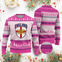 England Flag Lion Crest St George Cross Shield Crest Ugly Christmas Sweater Vintage Patriotic English Sport Fan Graphic