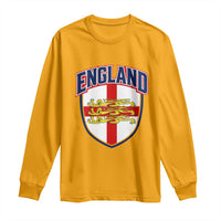 England Flag Lion Crest St George Cross Shield Crest Long Sleeve Shirt Vintage Patriotic English Sport Fan Graphic