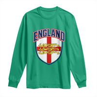 England Flag Lion Crest St George Cross Shield Crest Long Sleeve Shirt Vintage Patriotic English Sport Fan Graphic