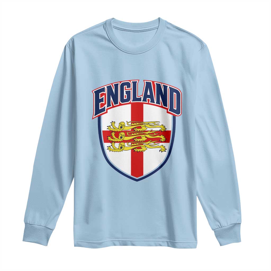 England Flag Lion Crest St George Cross Shield Crest Long Sleeve Shirt Vintage Patriotic English Sport Fan Graphic