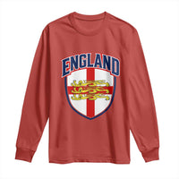England Flag Lion Crest St George Cross Shield Crest Long Sleeve Shirt Vintage Patriotic English Sport Fan Graphic